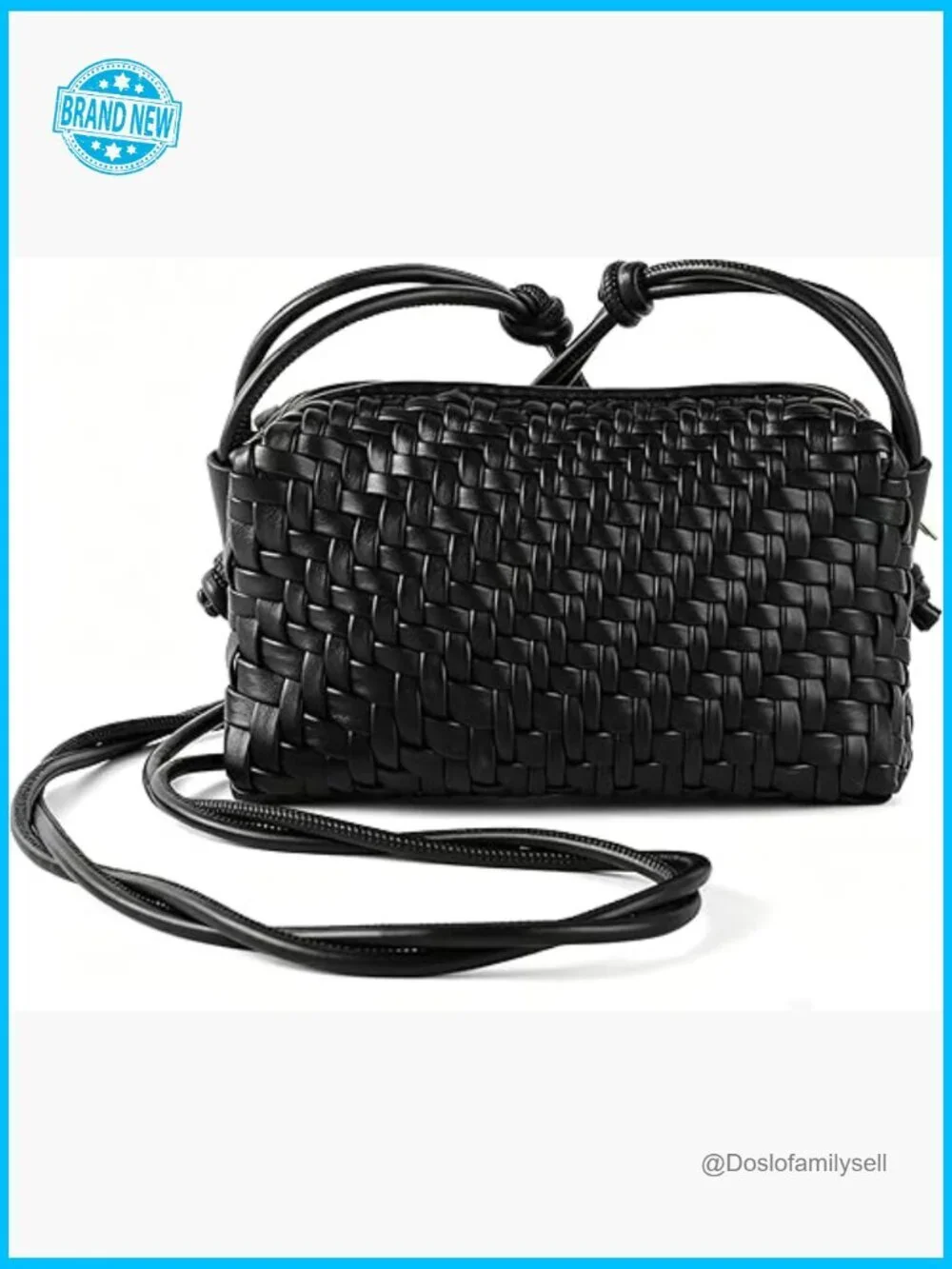 Woven Crossbody Bag Vegan Leather Shoulder Purse Hobo Tote Handmade Small